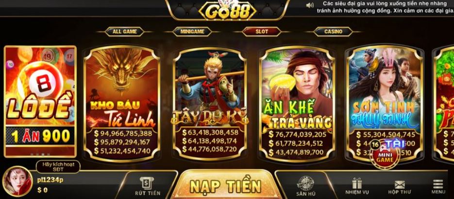 Khám phá các sảnh game độc quyền chỉ có ở Go88
